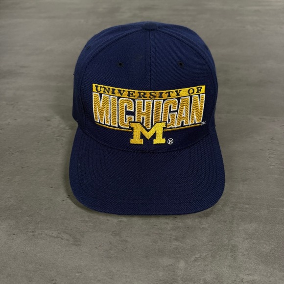 Vintage Sports Specialties Michigan Wolverines Snapback Hat Navy Blue Script